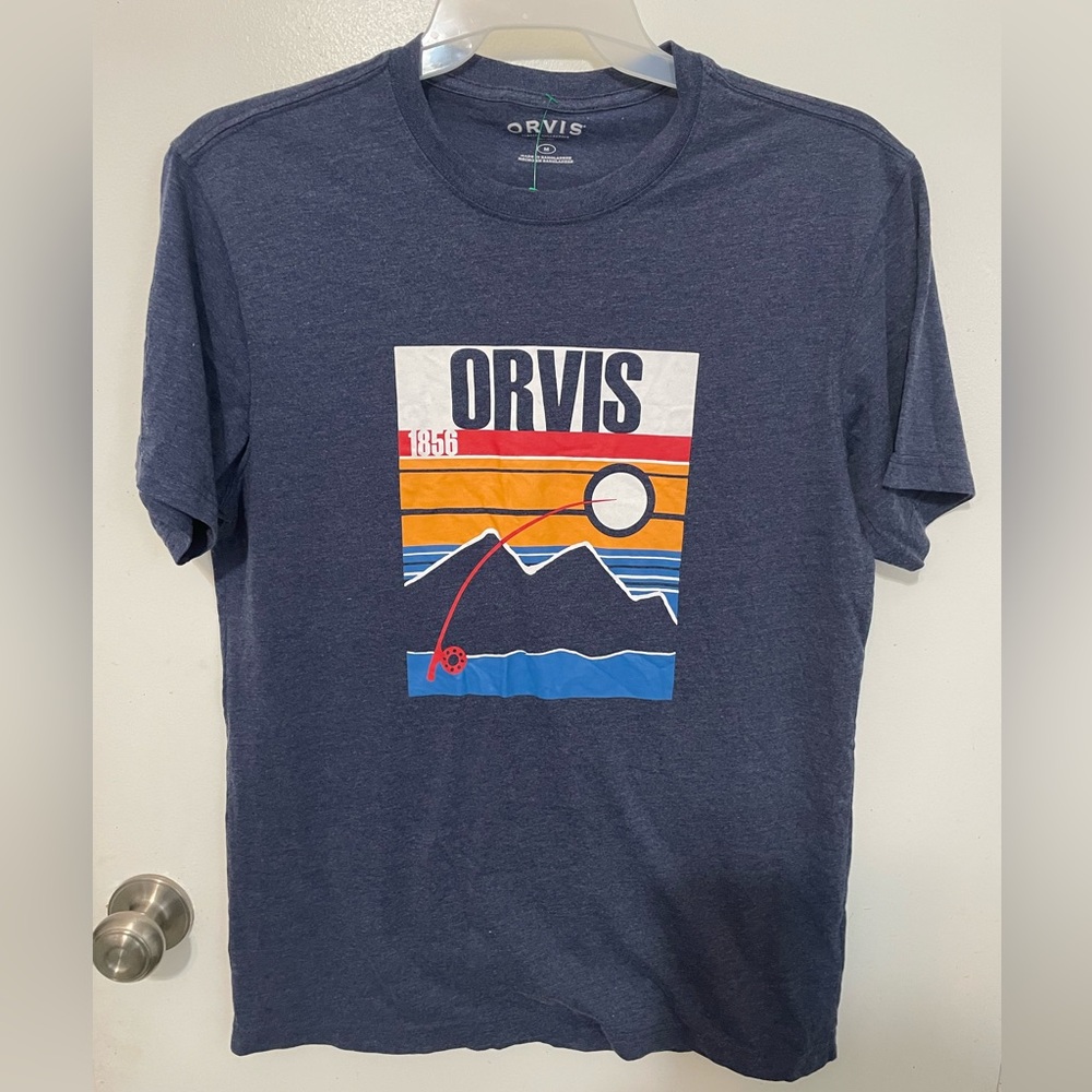 Orvis Classic Collection short sleeve blue t shirt fishing outdoor Graphic M